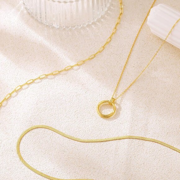 Christmas gift gold Style 15 plated layered necklaces women dainty choker set - Picture 6 of 7